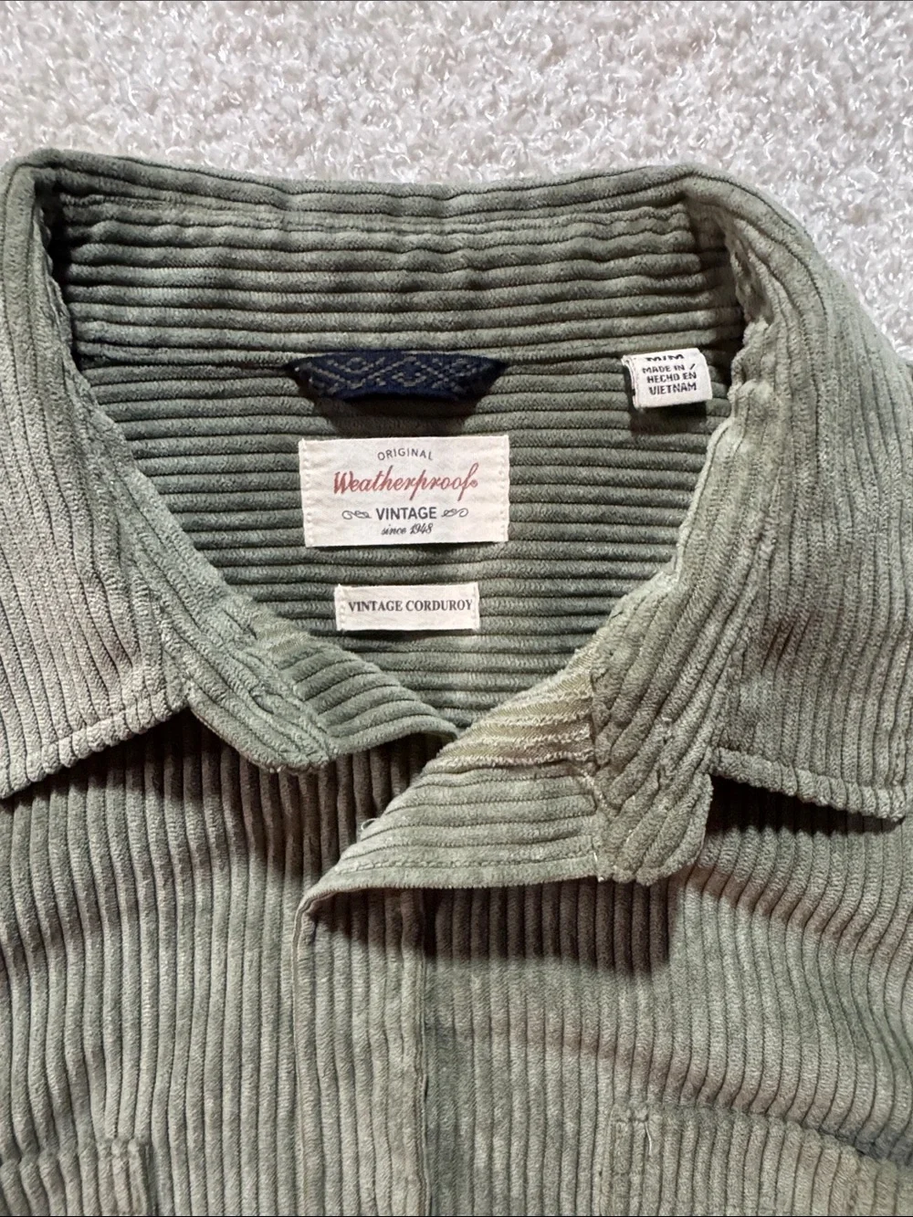 Vintage Olive Green Corduroy Shirt Jacket